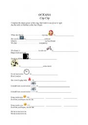 English worksheet: Ocean Cry cry/Past simple