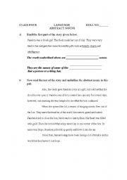 worksheets on abstract nouns