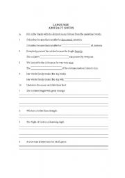 English worksheet: abstract nouns