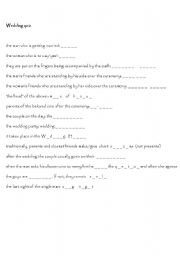 English worksheet: wedding quiz