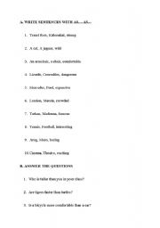 English worksheet: comparative sentences with 