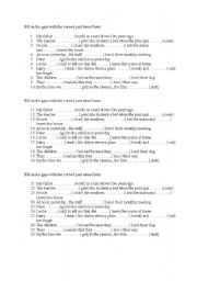 English worksheet: Past Tense Revision