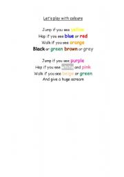 English worksheet: Lets play with colours