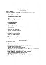 English Worksheet: pronouns