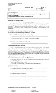 English worksheet: Test reading comprehension