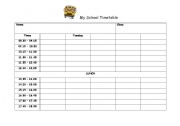 English Worksheet: My School Timetable