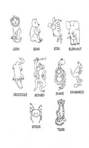English Worksheet: Animals!  Lets Go To The Jungle!