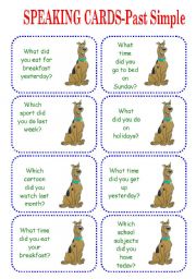 English Worksheet: speaking cards - PAST SIMPLE