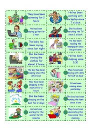 English Worksheet: Present Perfect Continuous Domino