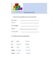 English worksheet: PRONUNCIATION