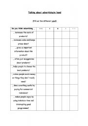 English Worksheet: questions about advertising