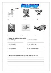 English worksheet: CAN - ANIMALS