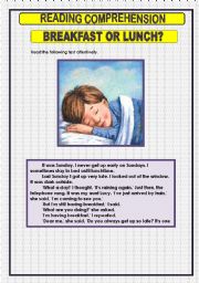 English Worksheet: READING COMPREHENSION - 