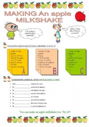 English Worksheet: Making an apple milkshake