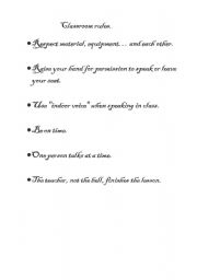 English Worksheet: classroom rules