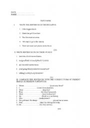 English Worksheet: Initial tense