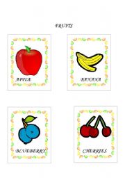 English worksheet: FRUIT FLASH CARDS