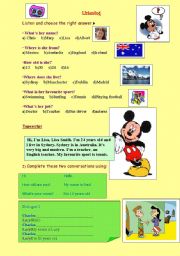 English Worksheet: SIMPLE PRESENT_ELEMENTARY_LISTENING_WRITING_SPEAKING_2PAGES