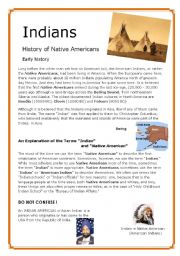 English Worksheet: Indians  1/5 - History of Native Americans , the Look (3 pages)