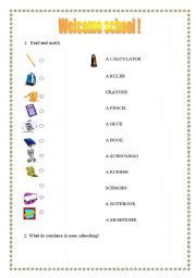 English Worksheet: welcome school (part 1)