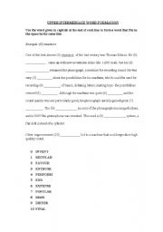 English worksheet: word formation exercise
