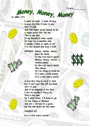 English Worksheet: Abba song Money, money, money