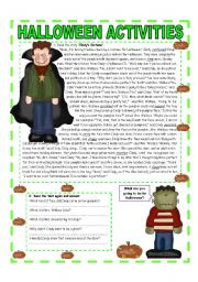 OCTOBER THEME - HALLOWEEN: READING - QUESTIONS - VOCABULARY  & MATH (3/3) - Lower Intermediate /  Intermediate - (2 pages)