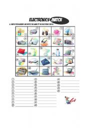 English Worksheet: Electronics_Matching (B&W included)