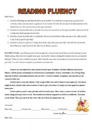 English worksheet: reading fluency