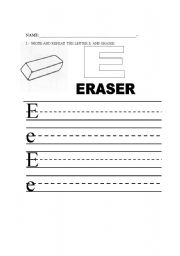 English worksheet: e as in eraser
