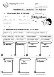 English Worksheet: On Monday,I visit the doctor