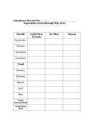 English worksheet: Attendance Record