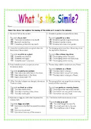 English Worksheet: Whats the Simile?  #1