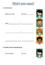 English Worksheet: Whats your name?/ Are you...?