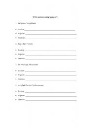 English worksheet: Practice going to