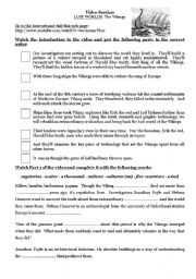 English Worksheet: Lost Worlds: The Vikings -video lesson-