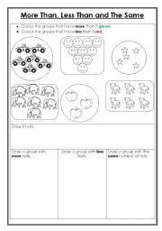 English Worksheet: More than, less than, the same