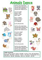 English Worksheet: Animals Dance - (Song) 