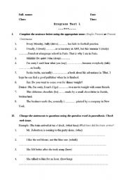 English Worksheet: simple present or present continous