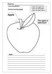 English worksheet: Fruit -Apple