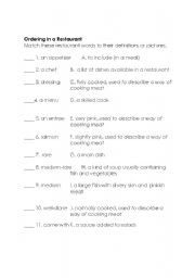 English worksheet: ordering food