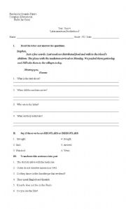 English Worksheet: past tense