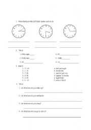 English worksheet: Time telling