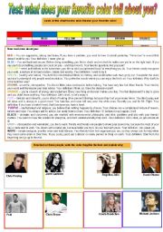 English Worksheet: Test: What does your favorite color tell about you? - reading comprehension