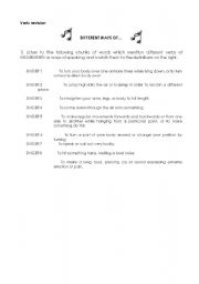 English worksheet: Listening - Verbs of movements