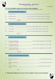 English worksheet: Exercise on all tenses...