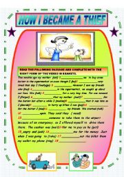 English Worksheet: READING PASSAGE (HOW I BECAME A THIEF) (2 pages)