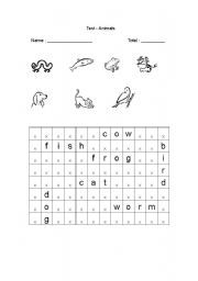 English Worksheet: Animal Puzzle