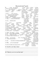 English worksheet: placement test 2