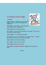 English worksheet: A stranger in the night...